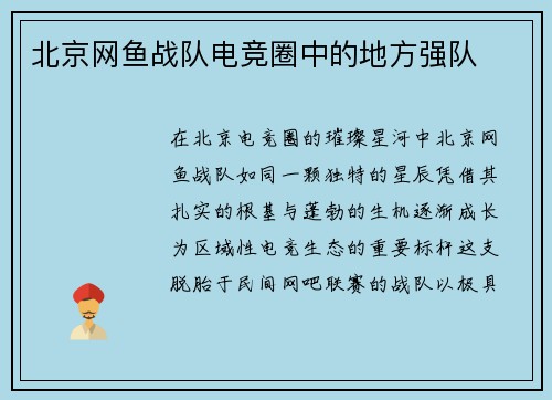 北京网鱼战队电竞圈中的地方强队